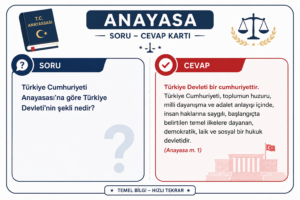 Anayasa soru cevap kartları için hazırlanmış, 450x300 px ölçülerinde eğitim görselidir.